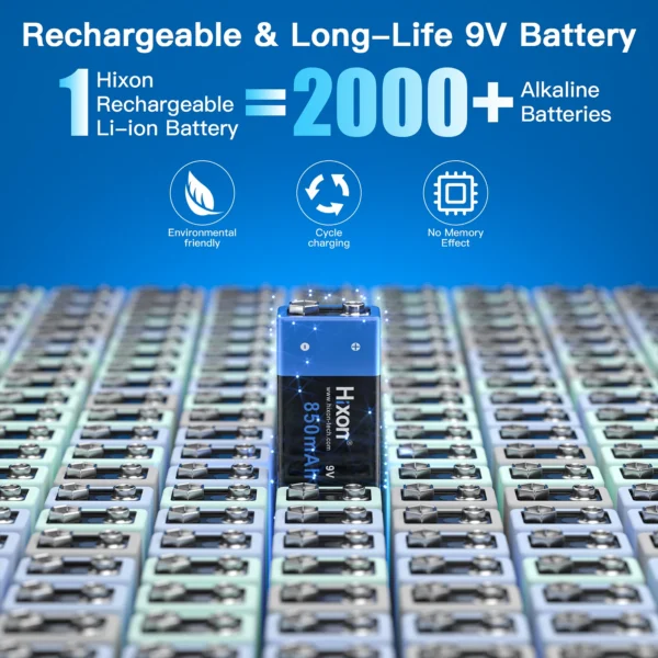 6f22 850mAh 9v Lithium Rechargeable Battery 9V Multimeter Lithium Microphone Metal Detector Cable Remote,Smoke Detector，craft