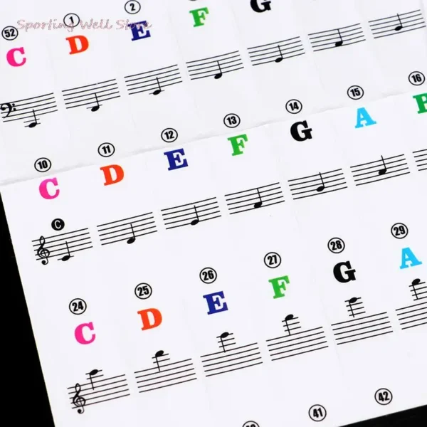 Transparent Piano Keyboard Stickers 61 54 Key Detachable Music Decal Notes Electronic Spectrum Sticker Symbol