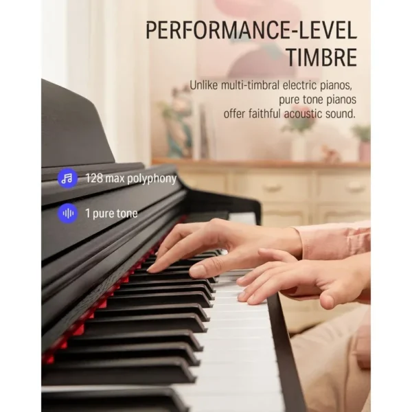 Digital Piano with Piano Keyboard Stand, Power Adapter, Triple Pedals, MP3 Function, USB-MIDI, 2 Headphone Jacks Black