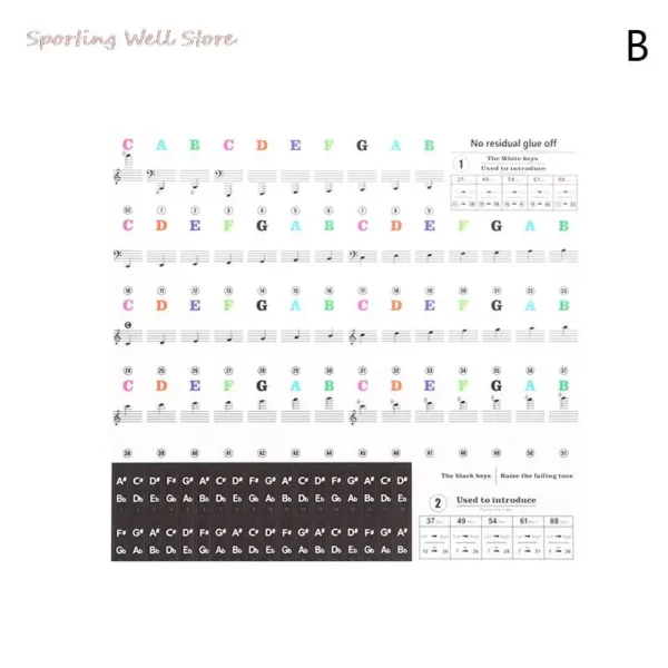 Transparent Piano Keyboard Stickers 61 54 Key Detachable Music Decal Notes Electronic Spectrum Sticker Symbol