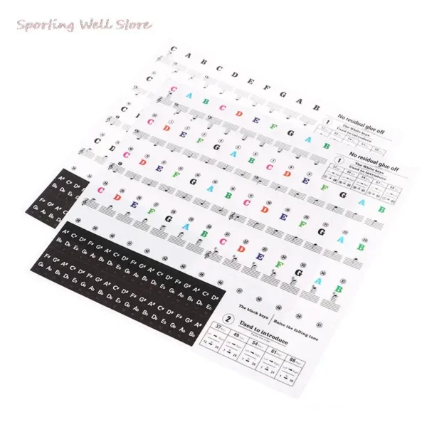 Transparent Piano Keyboard Stickers 61 54 Key Detachable Music Decal Notes Electronic Spectrum Sticker Symbol