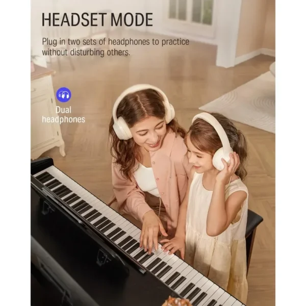 Digital Piano with Piano Keyboard Stand, Power Adapter, Triple Pedals, MP3 Function, USB-MIDI, 2 Headphone Jacks Black