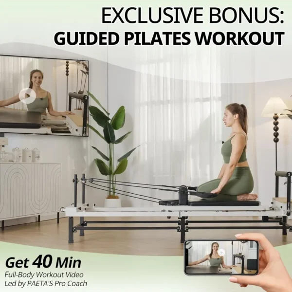 Pilates Reformer, 91" Foldable Reformer Pilates Machine, Pilates Equipment with Piano Wire Spings and Jump Boards