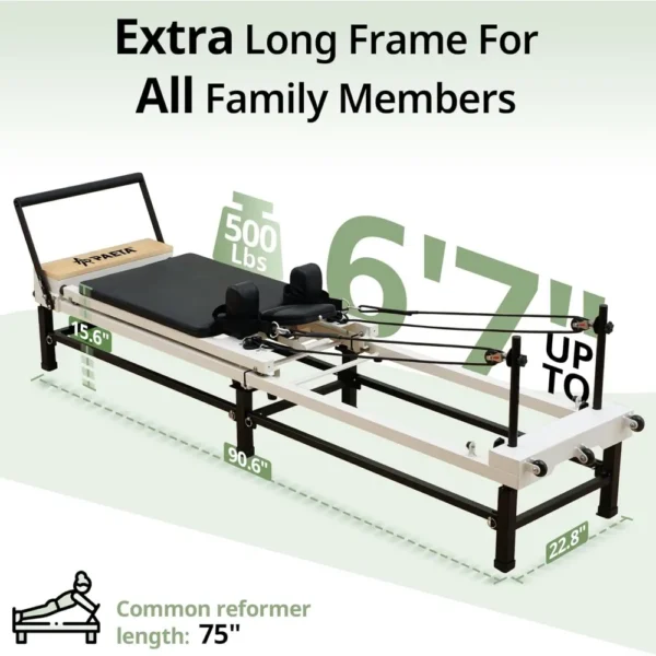 Pilates Reformer, 91" Foldable Reformer Pilates Machine, Pilates Equipment with Piano Wire Spings and Jump Boards