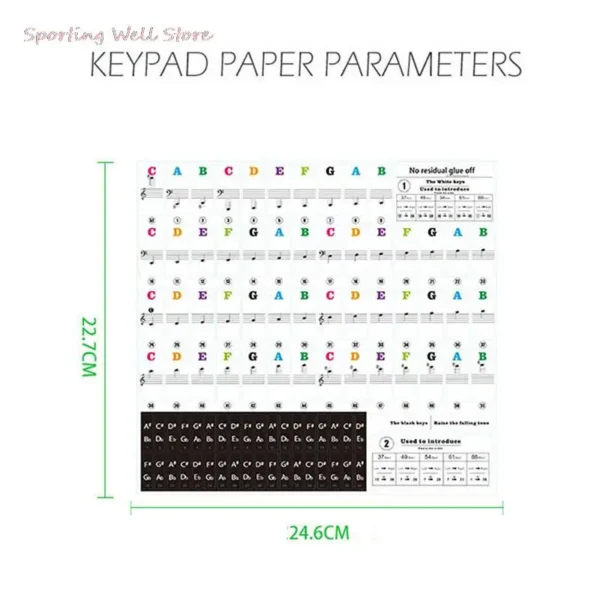Transparent Piano Keyboard Stickers 61 54 Key Detachable Music Decal Notes Electronic Spectrum Sticker Symbol