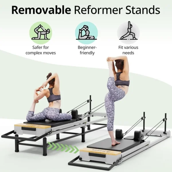 Pilates Reformer, 91" Foldable Reformer Pilates Machine, Pilates Equipment with Piano Wire Spings and Jump Boards